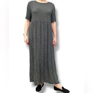 Vintage Eileen Fisher Pinstripe Maxi Dress black white Cottagecore Lagenlook